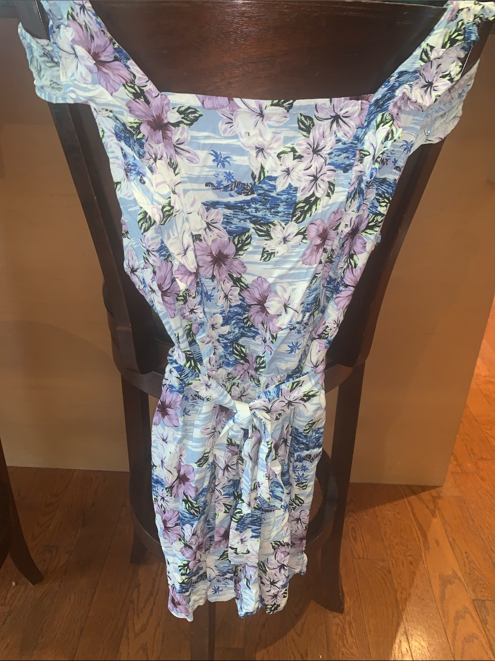 Light Blue Floral shorts Sundress with Lavender Blooms